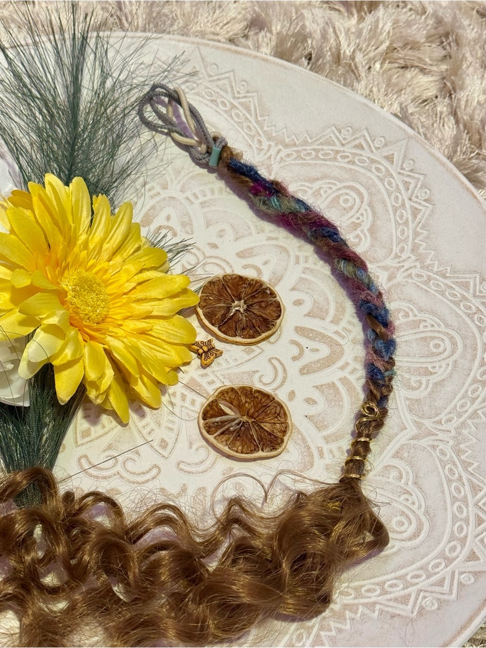 Colorful Braided Hair Extension Accent - Pink & Purple Blend - Picture 2 of 12